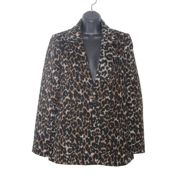 Forever 21 Women's S Leopard Print Wool Blend Single-Button Blazer Jacket - Picture 1 of 6